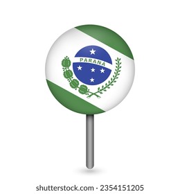 Map pointer with state Parana. Vector illustration.