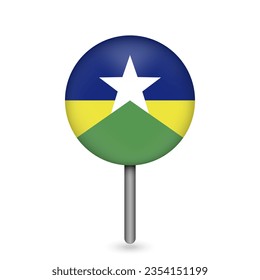 Map pointer with state Rondonia. Vector illustration.