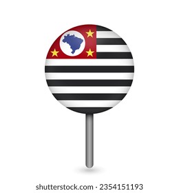 Kartenzeiger mit Staat Sao Paulo. Vektorgrafik.