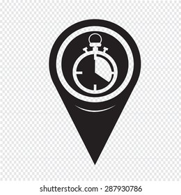Map Pointer Stopwatch Icon