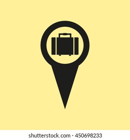 map pointer with suitcase icon