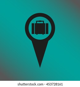 map pointer with suitcase icon