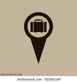 map pointer with suitcase icon