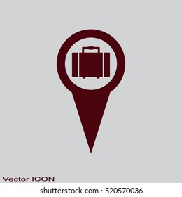 map pointer with suitcase icon