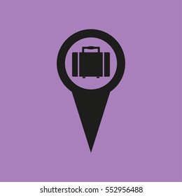 map pointer with suitcase icon