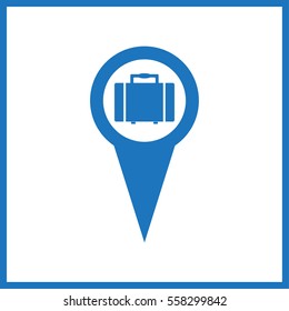 map pointer with suitcase icon