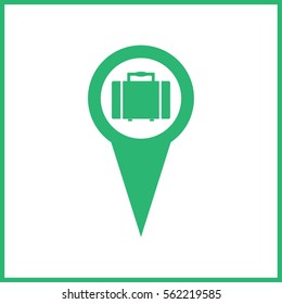 map pointer with suitcase icon