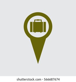 map pointer with suitcase icon