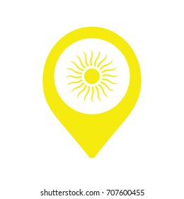 map pointer with sun symbol icon