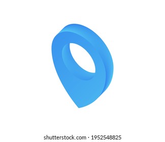 Map Pointer symbol. Flat Isometric Icon or Logo. 3D Style Pictogram for Web Design, UI, Mobile App, Infographic. Vector Illustration on white background