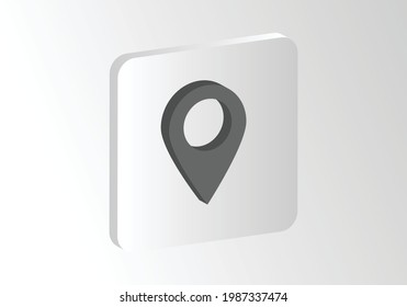 Map Pointer symbol. Flat Isometric Icon or Logo. 3D Style Pictogram for Web Design, UI, Mobile App, Infographic. Vector Illustration on white background.