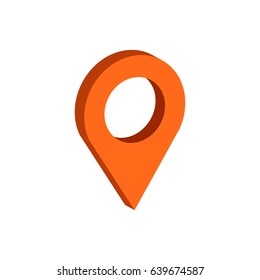 Map Pointer symbol. Flat Isometric Icon or Logo. 3D Style Pictogram for Web Design, UI, Mobile App, Infographic. Vector Illustration on white background.