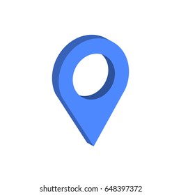 Map Pointer symbol. Flat Isometric Icon or Logo. 3D Style Pictogram for Web Design, UI, Mobile App, Infographic. Vector Illustration on white background.