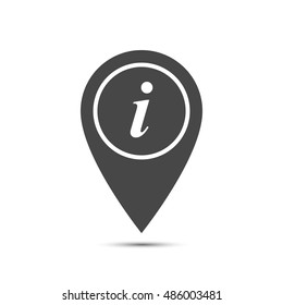 Map pointer with symbol info, information or reference. Mark icon. Sign for navigation. Pointer location. Vector isolated illustration.