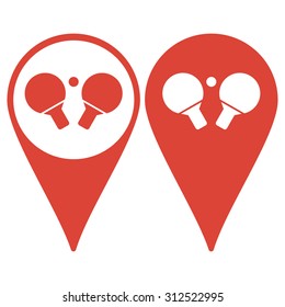 Map pointer. Table tennis icon. Flat design style eps 10
