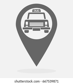 Map pointer with taxi cab icon