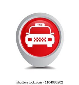 Map pointer with taxi icon. Vector illustration