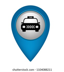 Map pointer with taxi icon. Vector illustration