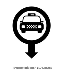 Map pointer with taxi icon. Vector illustration