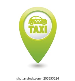 Map pointer with taxi icon. Vector illustration