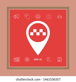 Map pointer with Taxi sign. Graphic elements for your design