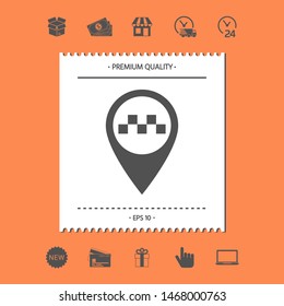 Map pointer with Taxi sign. Graphic elements for your design