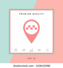 Map pointer with Taxi sign. Graphic elements for your design