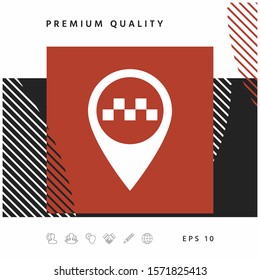 Map pointer with Taxi sign. Graphic elements for your design