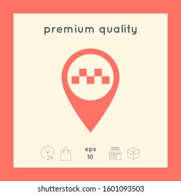 Map pointer with Taxi sign. Graphic elements for your design