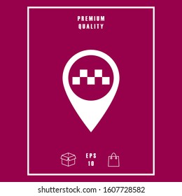 Map pointer with Taxi sign. Graphic elements for your design