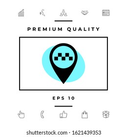 Map pointer with Taxi sign. Graphic elements for your design