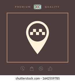 Map pointer with Taxi sign. Graphic elements for your design