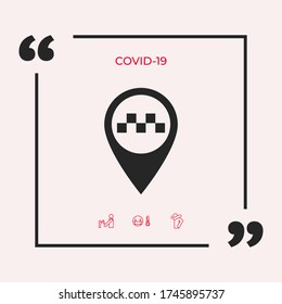 Mapa el puntero con el signo Taxi. Elementos gráficos para su diseño