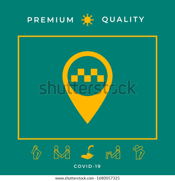 Map pointer with Taxi sign. Graphic elements for
your design