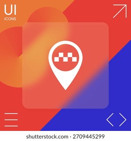 Puntero de mapa con signo de taxi. Signos y símbolos para su diseño