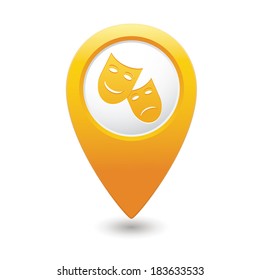 Map pointer with theater icon. Vector illustration