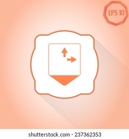 Map pointer - three arrows. Direction sign right, left, back. Flat Design Style. Made in vector