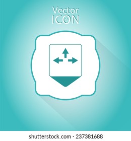 Map pointer - three arrows. Direction sign to the left, right, right. Flat Design Style. Made in vector