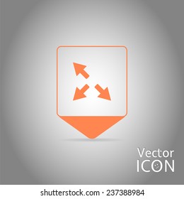 Map pointer - three arrows. Direction sign. Flat Design Style. Made in vector