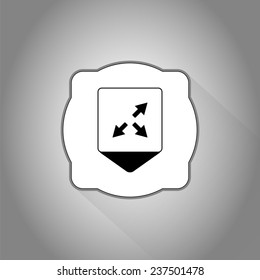Map pointer - three arrows. Direction sign. Flat Design Style. Made in vector