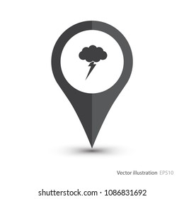 Map pointer with thunderbolt
icon