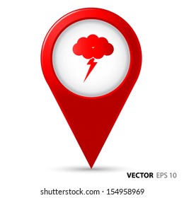 Map pointer with thunderbolt icon 