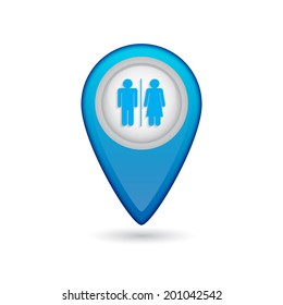 Map pointer with toilet sign. EPS10 vector