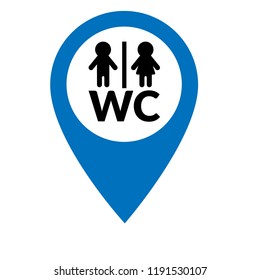 Map pointer with toilet or WC Sign.