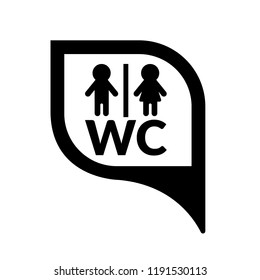 Map pointer with toilet or WC Sign.