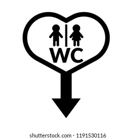 Map pointer with toilet or WC Sign.