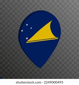 Map pointer with Tokelau flag. Vector illustration.