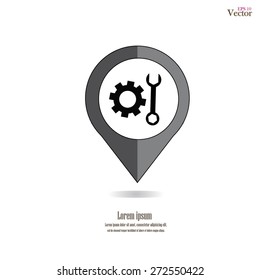 map pointer with tool.hammer and wrench on map pointer.vector illustration.