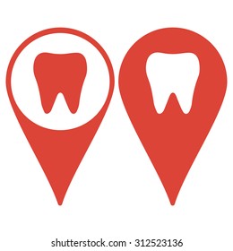 Map pointer. Tooth Icon. Flat design style eps 10