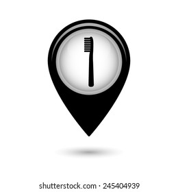 Map pointer with Toothbrush icon
